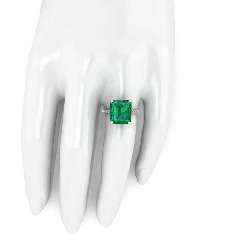 GIA Certified 4.53 Carat Emerald Cut Emerald Diamond Platinum Ring - FERRUCCI & CO. Jewelry