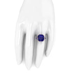 GIA Certified 9.23 carat Cushion Cut Tanzanite Lotus Flower 18 Karat Rose Gold Ring