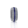 3.40 Carat Diamond 1.00 Carat Blue Sapphires Wide Platinum 950 band