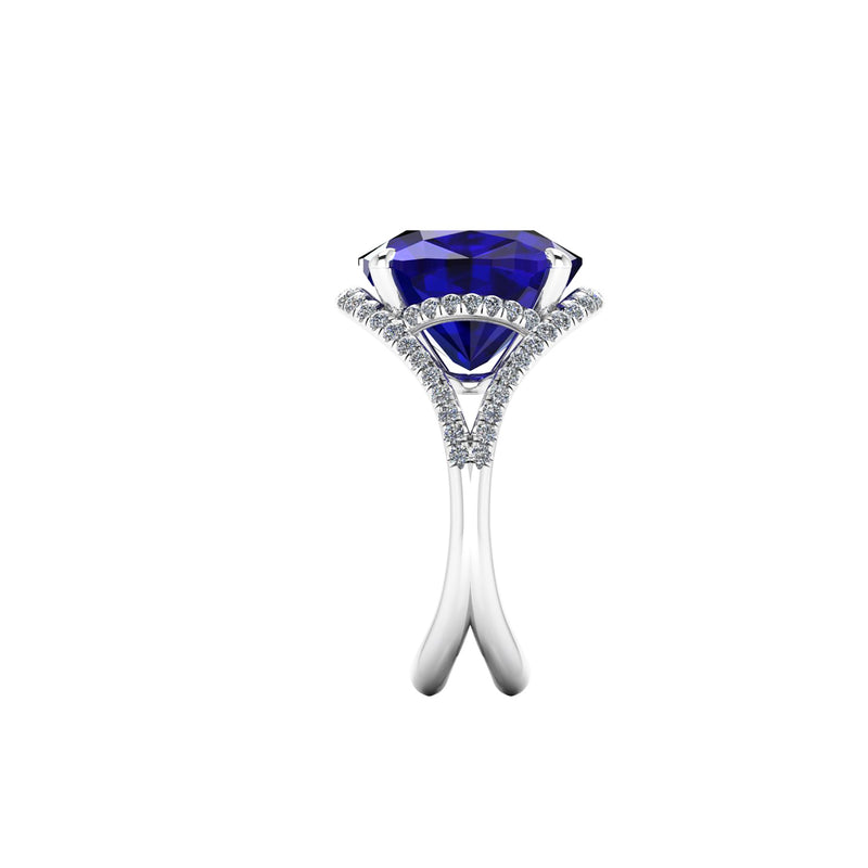 GIA Certified 9.62 Carat Cushion Tanzanite Diamonds Platinum 950 Cocktail Ring - FERRUCCI & CO. Jewelry