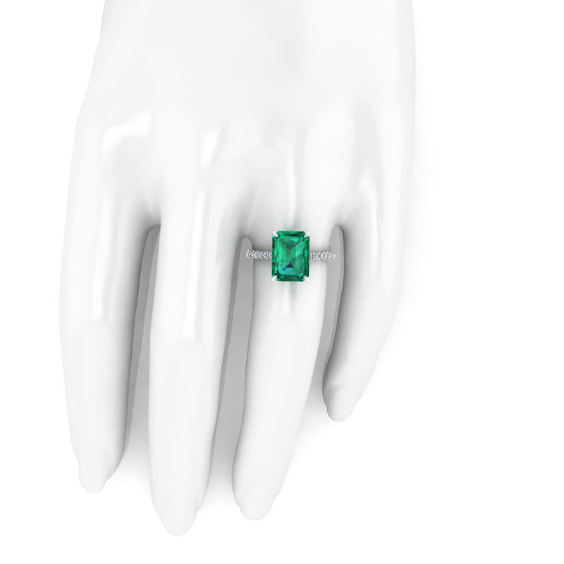 GIA Certified 4.14 Carat Emerald Cut Colombian Emerald Diamond Platinum Ring - FERRUCCI & CO. Jewelry