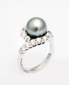 Silver Grey Tahitian Pearl 1.72 carats Diamonds Gold Ring