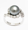 Silver Grey Tahitian Pearl 1.72 carats Diamonds Gold Ring