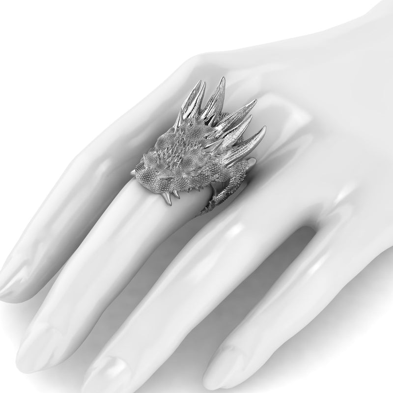 Silver Solid Dragon Ring