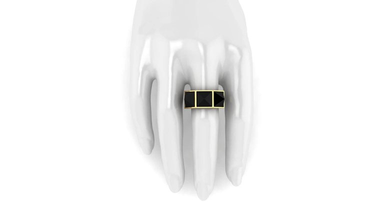 Ferrucci Black Onyx Pyramids 18 Karat Yellow Gold Ring - FERRUCCI & CO. Jewelry