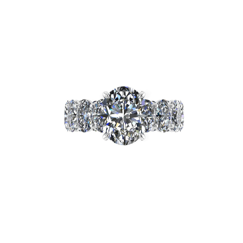 2.5 carat Oval Diamond with 5+ Carat Oval Eternity White Diamonds Platinum 950