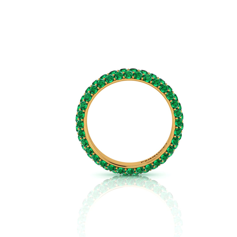 2.00 Carat Emeralds Pavé Eternity Ring in 18 Karat Yellow Gold - FERRUCCI & CO. Jewelry