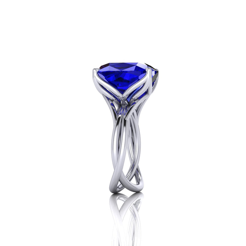 GIA Certified 9.61 carat Tanzanite Cushion Cut in 18 Karat gold cocktail ring - FERRUCCI & CO. Jewelry