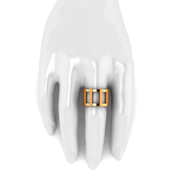 18 Karat Yellow Gold Wide Industrial Band Ring - FERRUCCI & CO. Jewelry