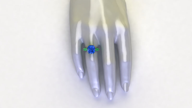 Custom 18k Rose gold Setting 2.10 carat Emeralds