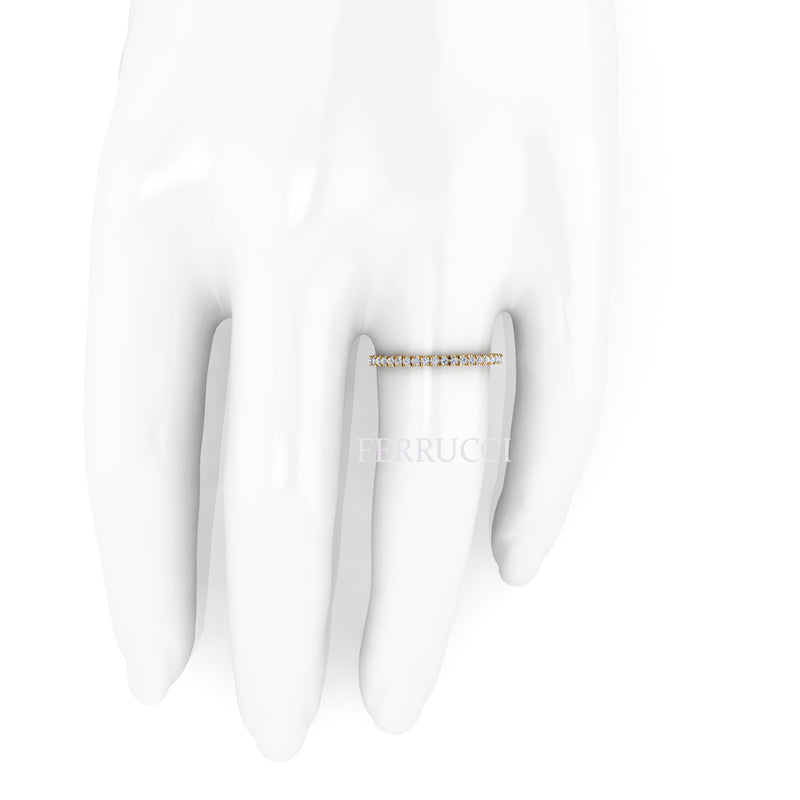 18 Karat Thin Yellow Gold Diamonds Pavé Stackable Band Ring