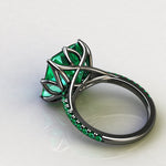 GIA Certified 4.53 Carat Colombian Emerald Black 18K black Gold Maleficent Ring - FERRUCCI & CO. Jewelry