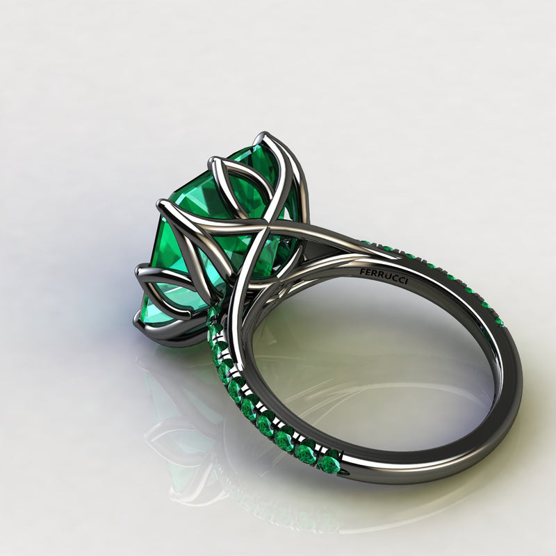 GIA Certified 4.53 Carat Colombian Emerald Black 18K black Gold Maleficent Ring - FERRUCCI & CO. Jewelry
