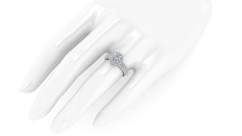 3.49 Ct GIA Certified Round Diamond Round Halo Triple Pave Shank Platinum Ring