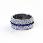 3.40 Carat Diamond 1.00 Carat Blue Sapphires Wide Platinum 950 band