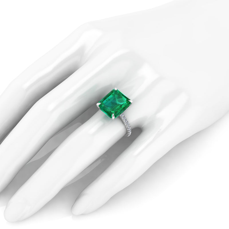 GIA Certified 4.53 Carat Emerald Cut Emerald Diamond Platinum Ring - FERRUCCI & CO. Jewelry