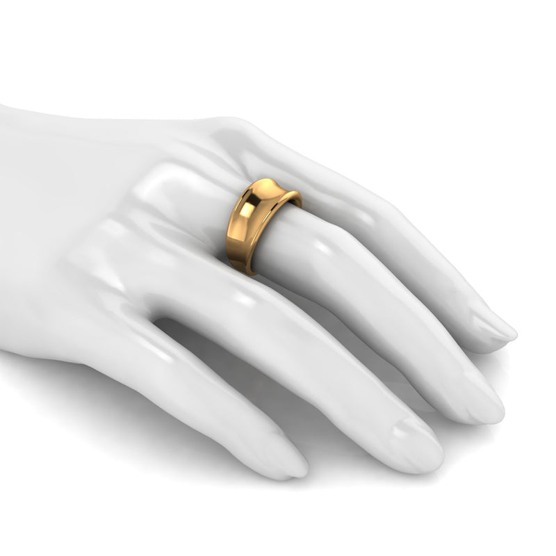 18 Karat Solid Yellow Gold Curved Organic Band