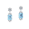 19.5 Carats Emerald cut Aquamarine and Drop Diamonds 18k Gold Earrings