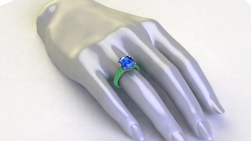 Custom 18k Rose gold Setting 2.10 carat Emeralds