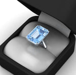 17.4 Carat Emerald Cut Aquamarine Platinum Cocktail Ring