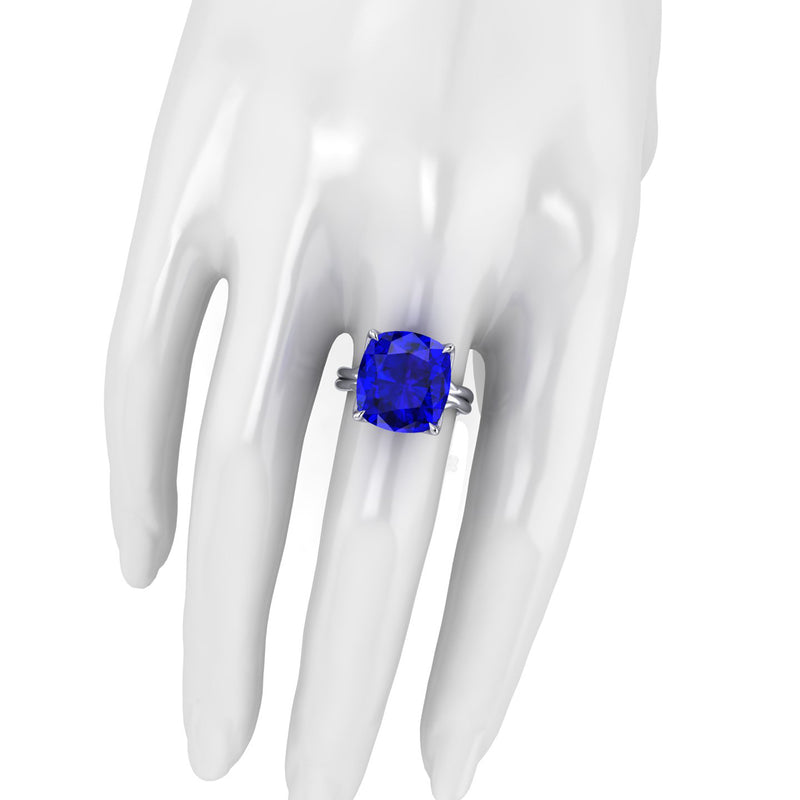 GIA Certified 9.61 carat Tanzanite Cushion Cut in 18 Karat gold cocktail ring - FERRUCCI & CO. Jewelry