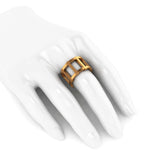 18 Karat Yellow Gold Wide Industrial Band Ring - FERRUCCI & CO. Jewelry