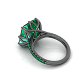 GIA Certified 4.53 Carat Colombian Emerald Black 18K black Gold Maleficent Ring - FERRUCCI & CO. Jewelry