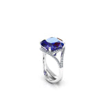 GIA Certified 9.62 Carat Cushion Tanzanite Diamonds Platinum 950 Cocktail Ring - FERRUCCI & CO. Jewelry