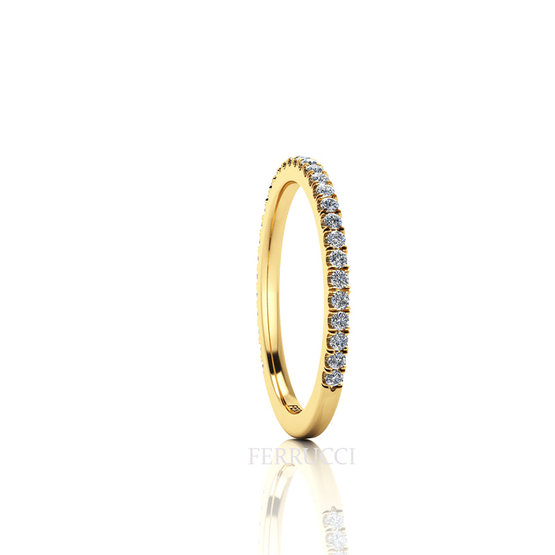 18 Karat Thin Yellow Gold Diamonds Pavé Stackable Band Ring