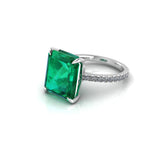 GIA Certified 4.53 Carat Emerald Cut Emerald Diamond Platinum Ring - FERRUCCI & CO. Jewelry