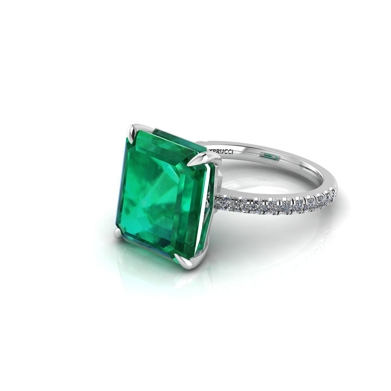 GIA Certified 4.53 Carat Emerald Cut Emerald Diamond Platinum Ring - FERRUCCI & CO. Jewelry