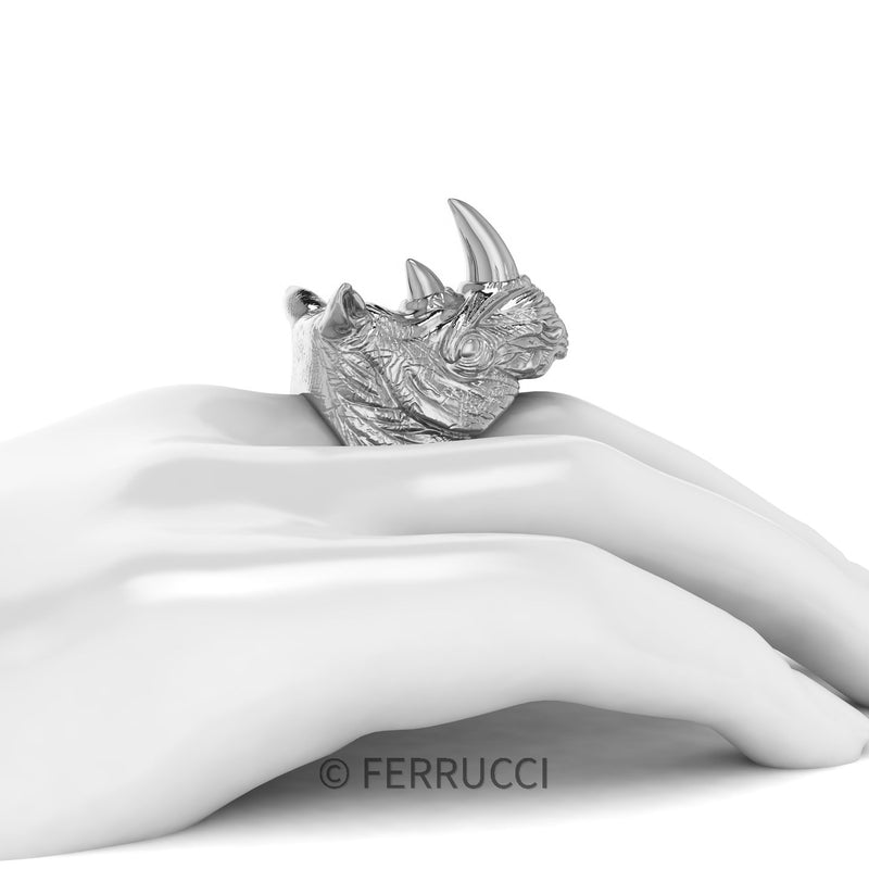 Sterling Silver Rhinoceros Ring