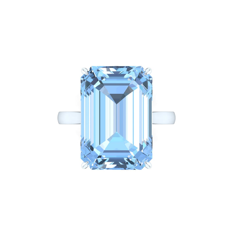 17.4 Carat Emerald Cut Aquamarine Platinum Cocktail Ring