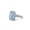 4.56 Carat Emerald Aquamarine Halo Diamond Platinum Cocktail Ring - FERRUCCI & CO. Jewelry