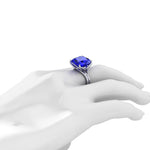 GIA Certified 9.61 carat Tanzanite Cushion Cut in 18 Karat gold cocktail ring - FERRUCCI & CO. Jewelry