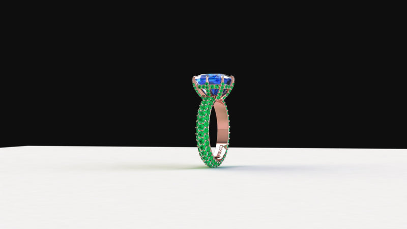 Custom 18k Rose gold Setting 2.10 carat Emeralds