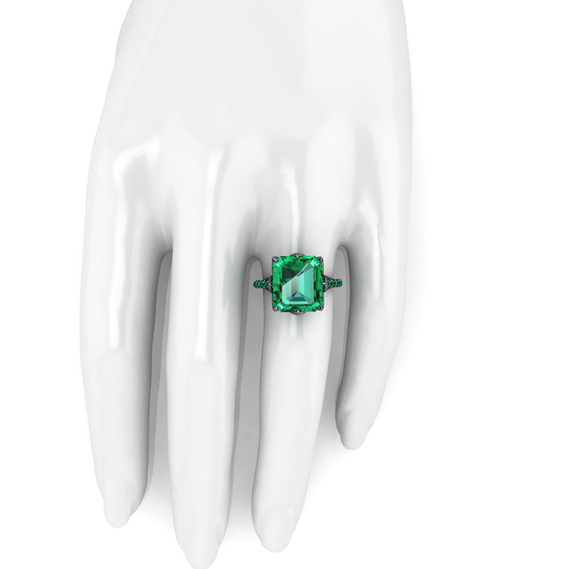 GIA Certified 4.53 Carat Colombian Emerald Black 18K black Gold Maleficent Ring - FERRUCCI & CO. Jewelry