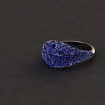 2.6 Carat Blue Sapphires Dome Ring in 18 Karat Black Gold