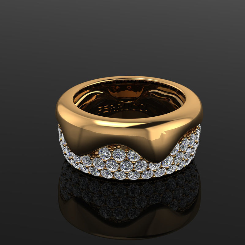 2.30 Carat White Diamond Melting Away Pave Ring in 18 Karat Yellow Gold