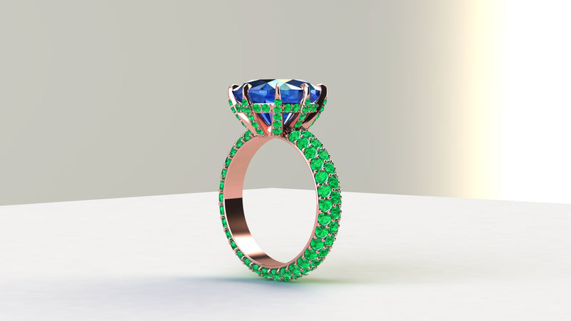 Custom 18k Rose gold Setting 2.10 carat Emeralds