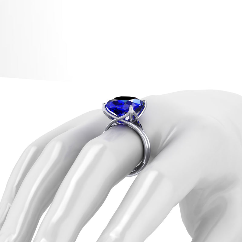 GIA Certified 9.61 carat Tanzanite Cushion Cut in 18 Karat gold cocktail ring - FERRUCCI & CO. Jewelry