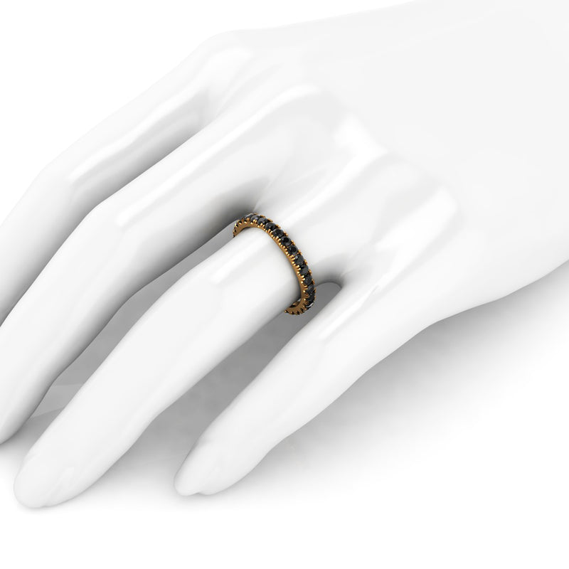 1.00 Carat Black Diamonds Stackable Eternity Band 18 Karat Yellow Gold - FERRUCCI & CO. Jewelry