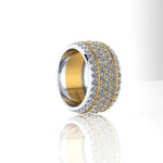 4.60 Carat Wide White Diamond Pave' Ring 18 Karat Yellow and White Gold - FERRUCCI & CO. Jewelry