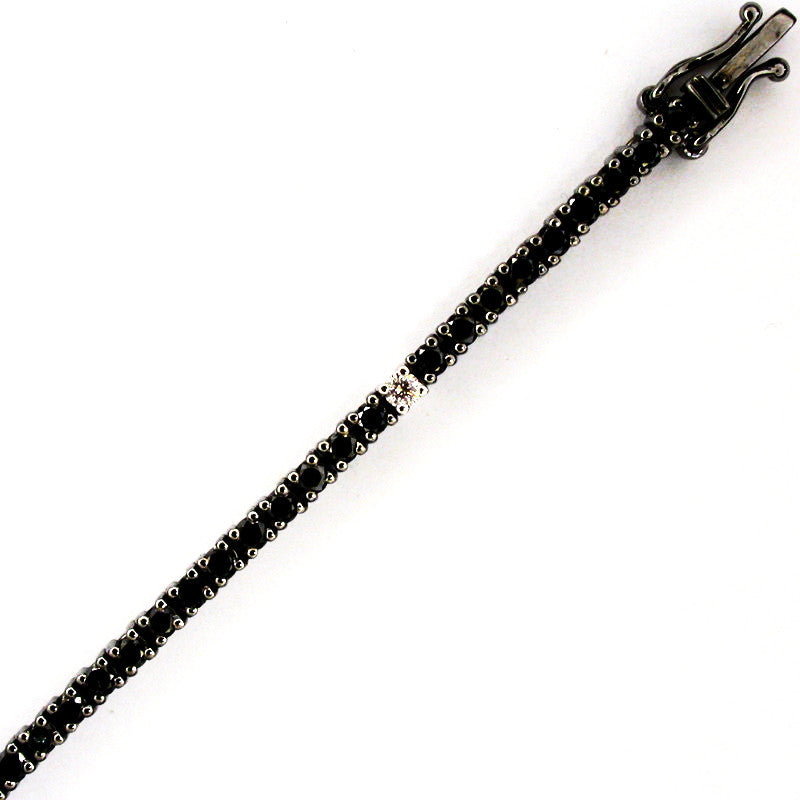 2.70 carat Black Diamonds Tennis bracelet with one white diamond - FERRUCCI & CO. Jewelry