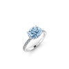 2.5 Carat Horizontal Oval Aquamarine and White Diamonds Pavé Line Platinum