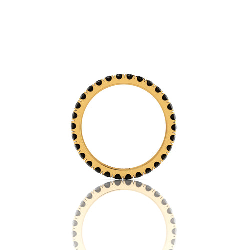 1.00 Carat Black Diamonds Stackable Eternity Band 18 Karat Yellow Gold - FERRUCCI & CO. Jewelry