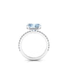 2.5 Carat Horizontal Oval Aquamarine and White Diamonds Pavé Line Platinum