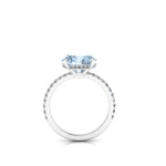2.5 Carat Horizontal Oval Aquamarine and White Diamonds Pavé Line Platinum