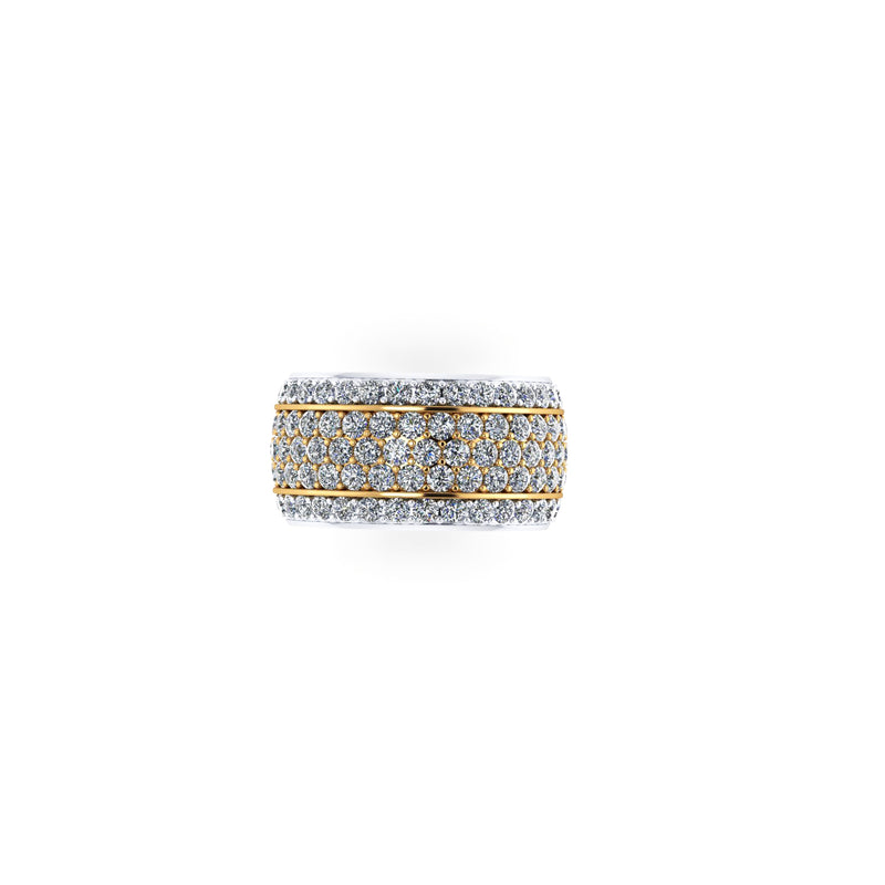 4.60 Carat Wide White Diamond Pave' Ring 18 Karat Yellow and White Gold - FERRUCCI & CO. Jewelry
