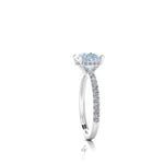 2.5 Carat Horizontal Oval Aquamarine and White Diamonds Pavé Line Platinum